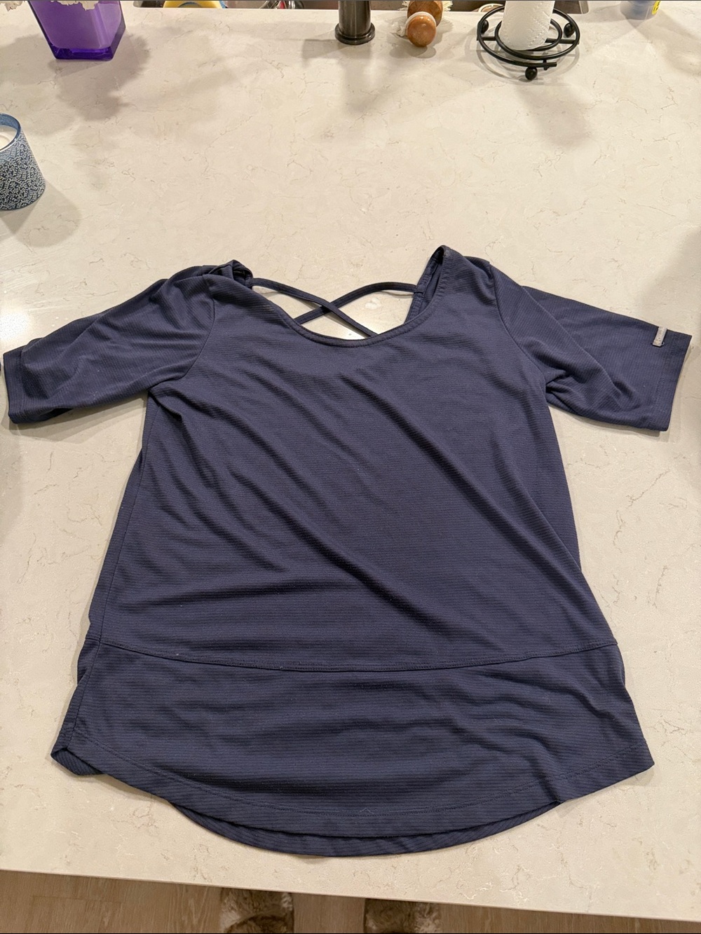 Columbia Women's Navy Cross-Back Short Sleeve Top
